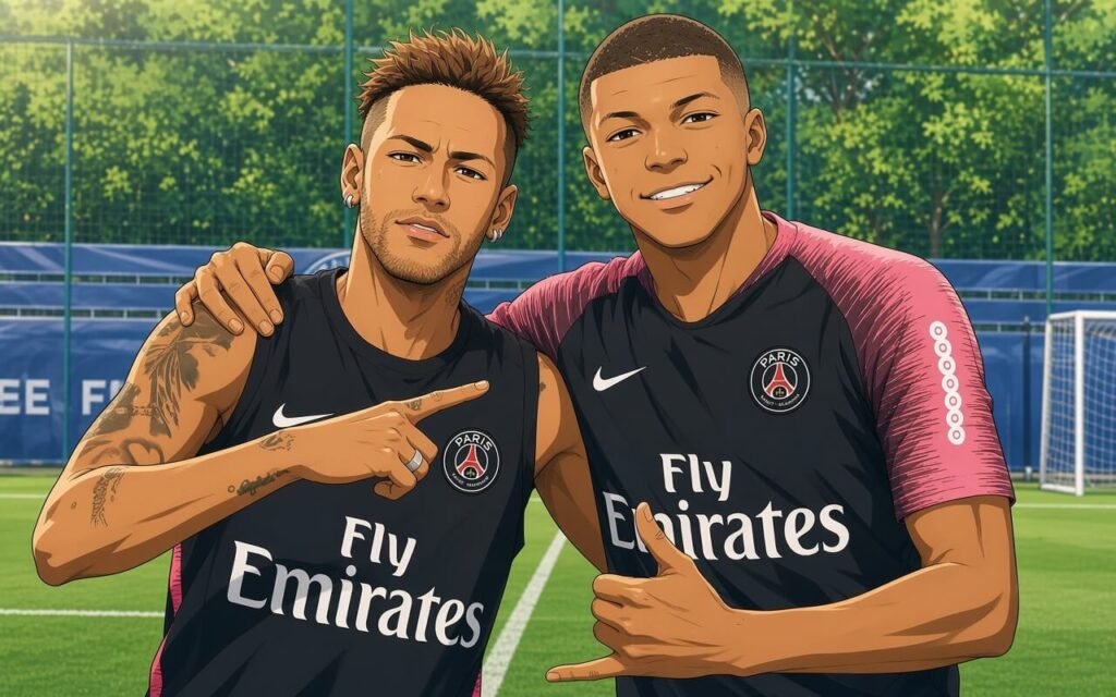 Neymar jr and Kylian Mbappe