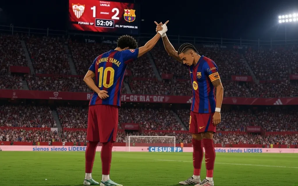 Raphinha celebrates his second consecutive hat-trick after scoring all three goals in Barcelona’s 3-1 LaLiga victory over Sevilla