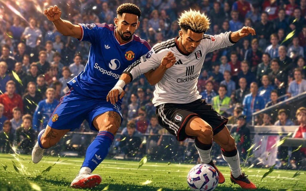 Matheus Cunha celebrates his late equaliser during Manchester United’s 1-1 Premier League draw against Fulham at Craven Cottage