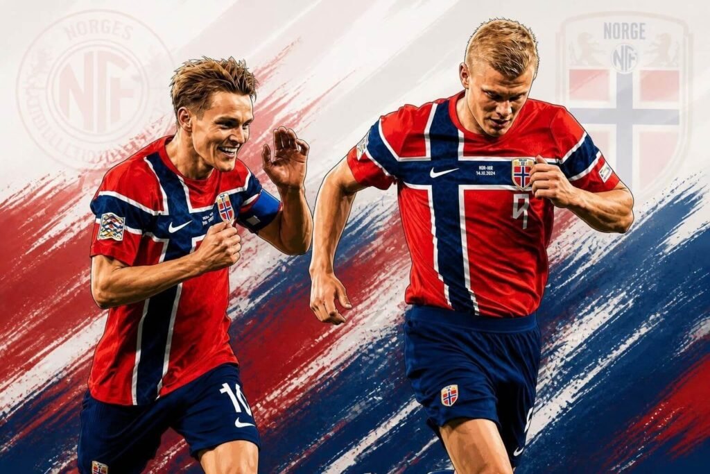 Haaland and Odegard for Dorgu for Norway against Denmark in the UEFA Nations League.