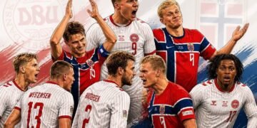 Norway against Denmark in the UEFA Nations League.