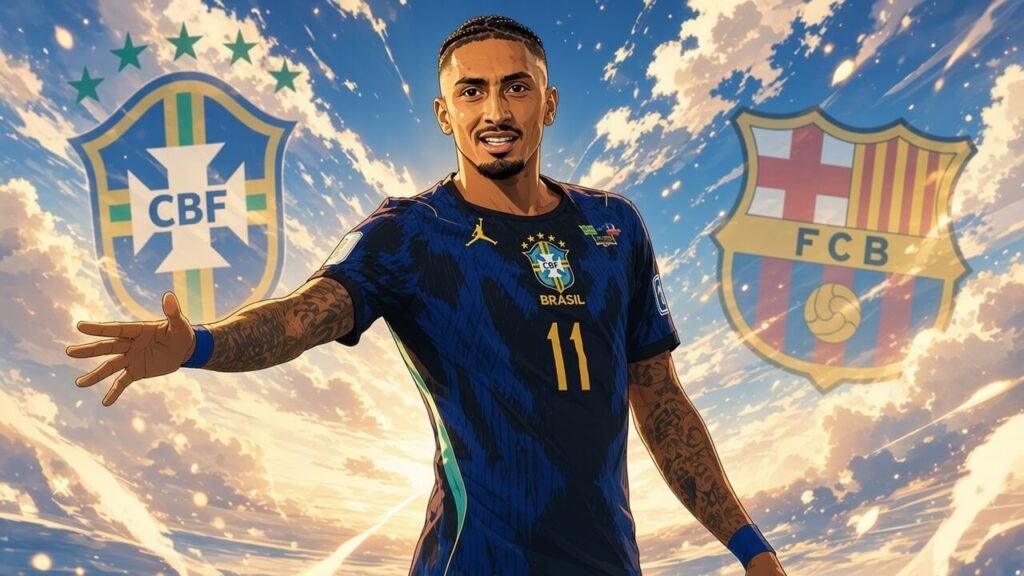 Raphinha leaves Brazil’s match against Australia after suffering discomfort in his right thigh.